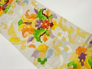 抽象花々模様織出し袋帯